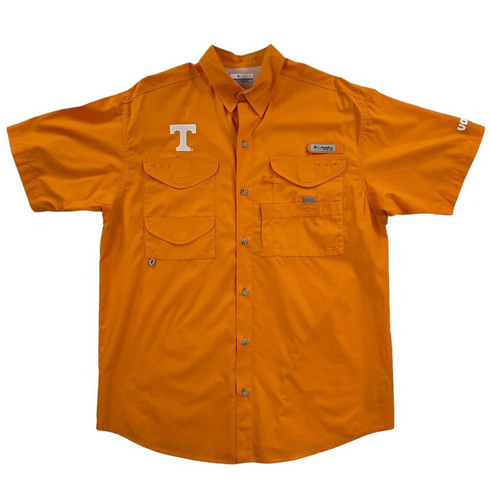 Columbia PFG Vented Fishing Shirt Men M LSU University of Tennessee Volunteers